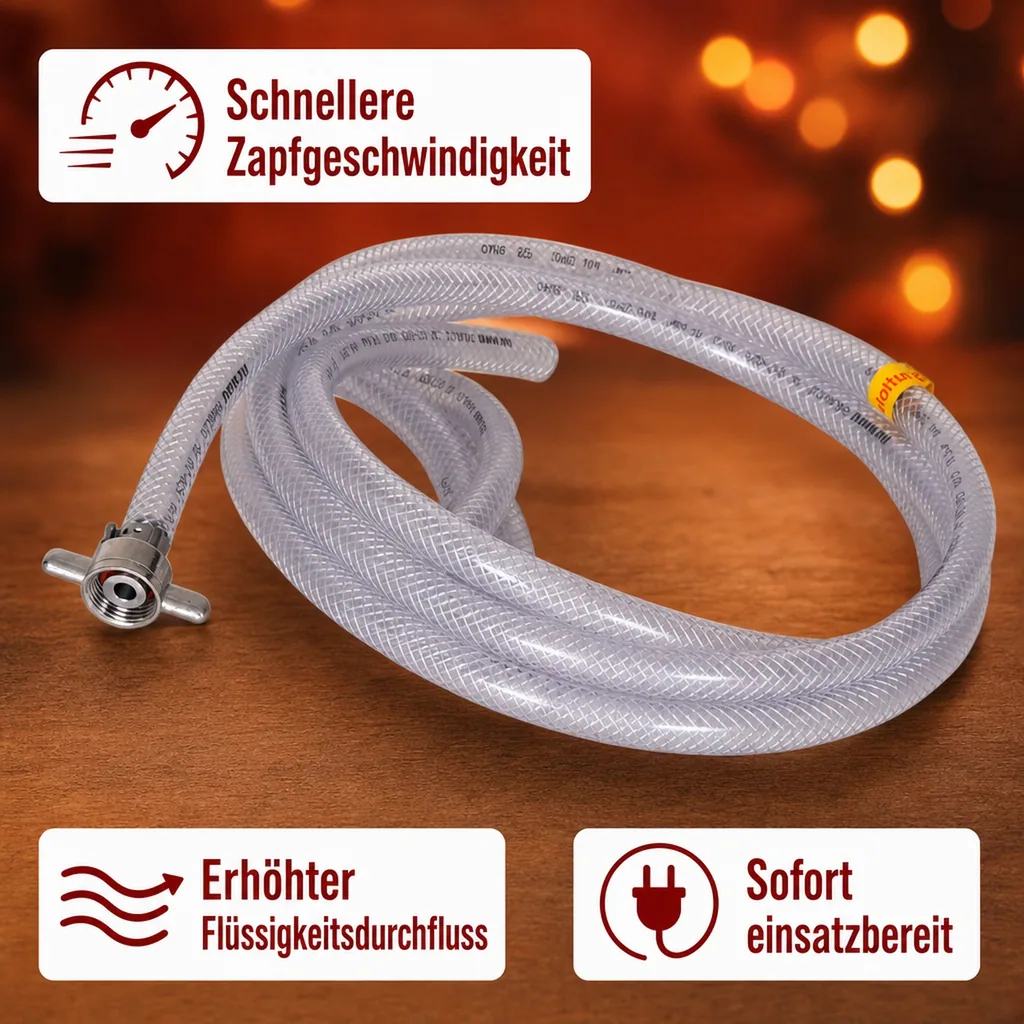 Getränkeschlauch 10mm komplett fertig (ca. 2,5m) – für Glühweingeräte mit 10mm Anschlüssen
