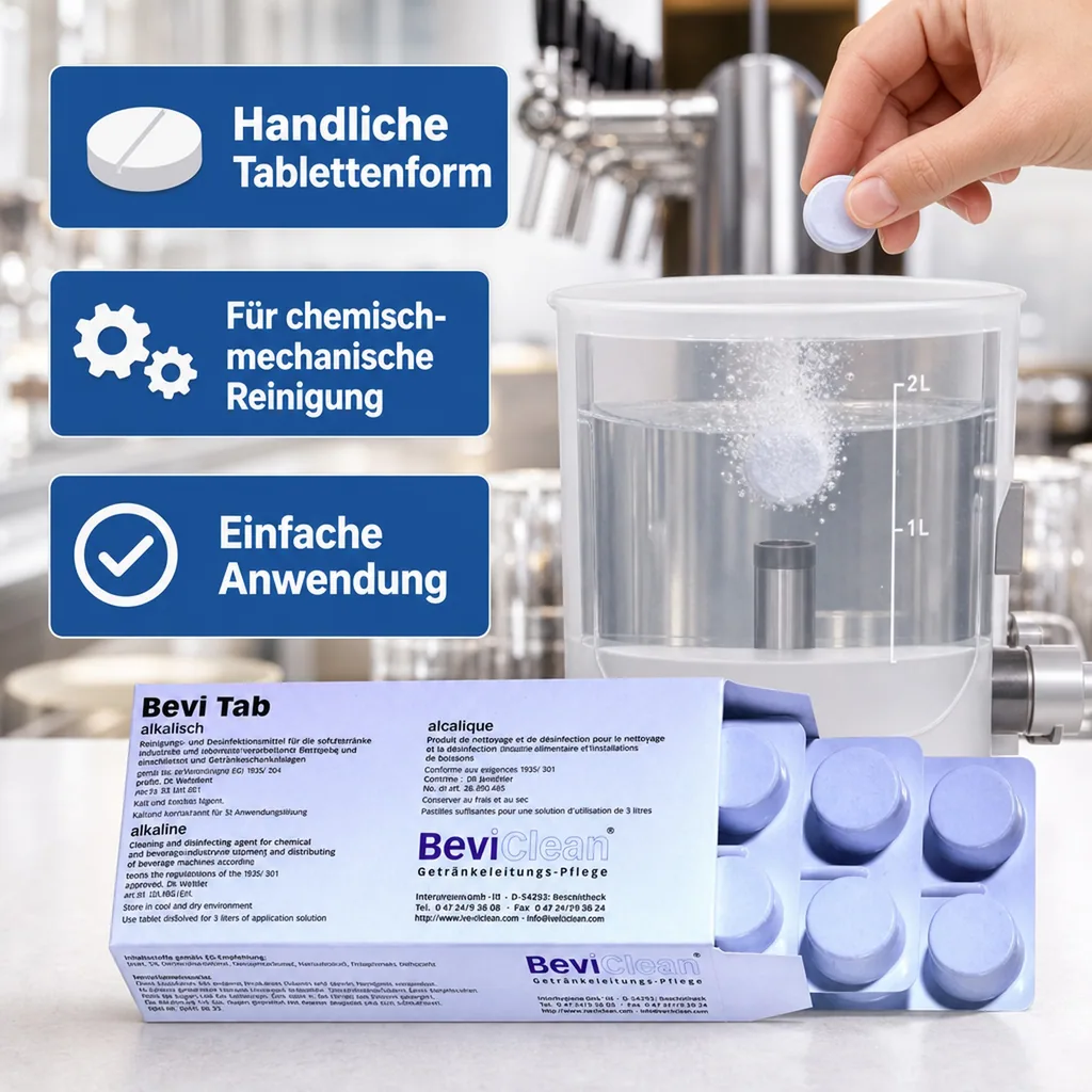 Bevi Tabs | Alkalische Reinigungstabletten für Getränkeleitungen | Preis pro Stück