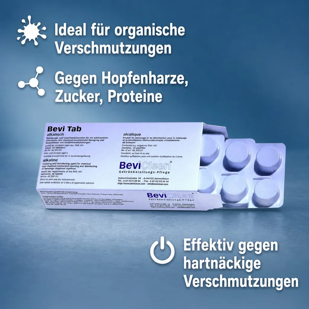 Bevi Tabs | Alkalische Reinigungstabletten für Getränkeleitungen | Preis pro Stück