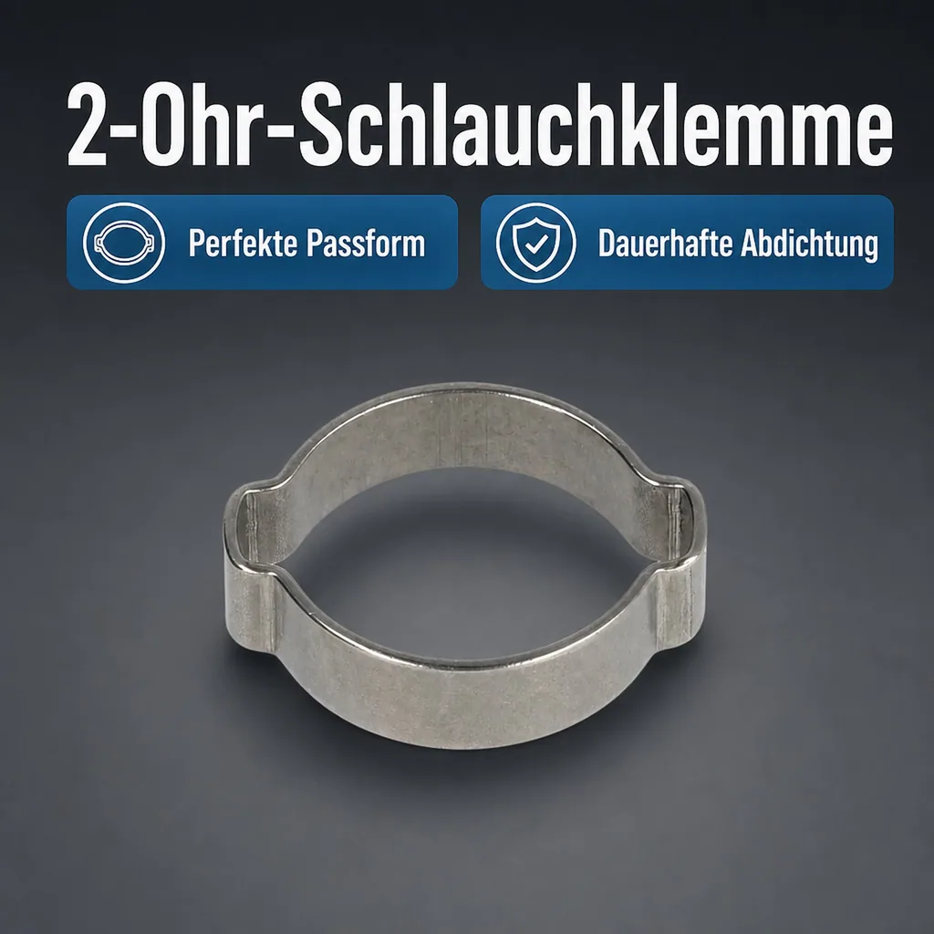2-Ohr-Schlauchklemme 7 mm, Edelstahl