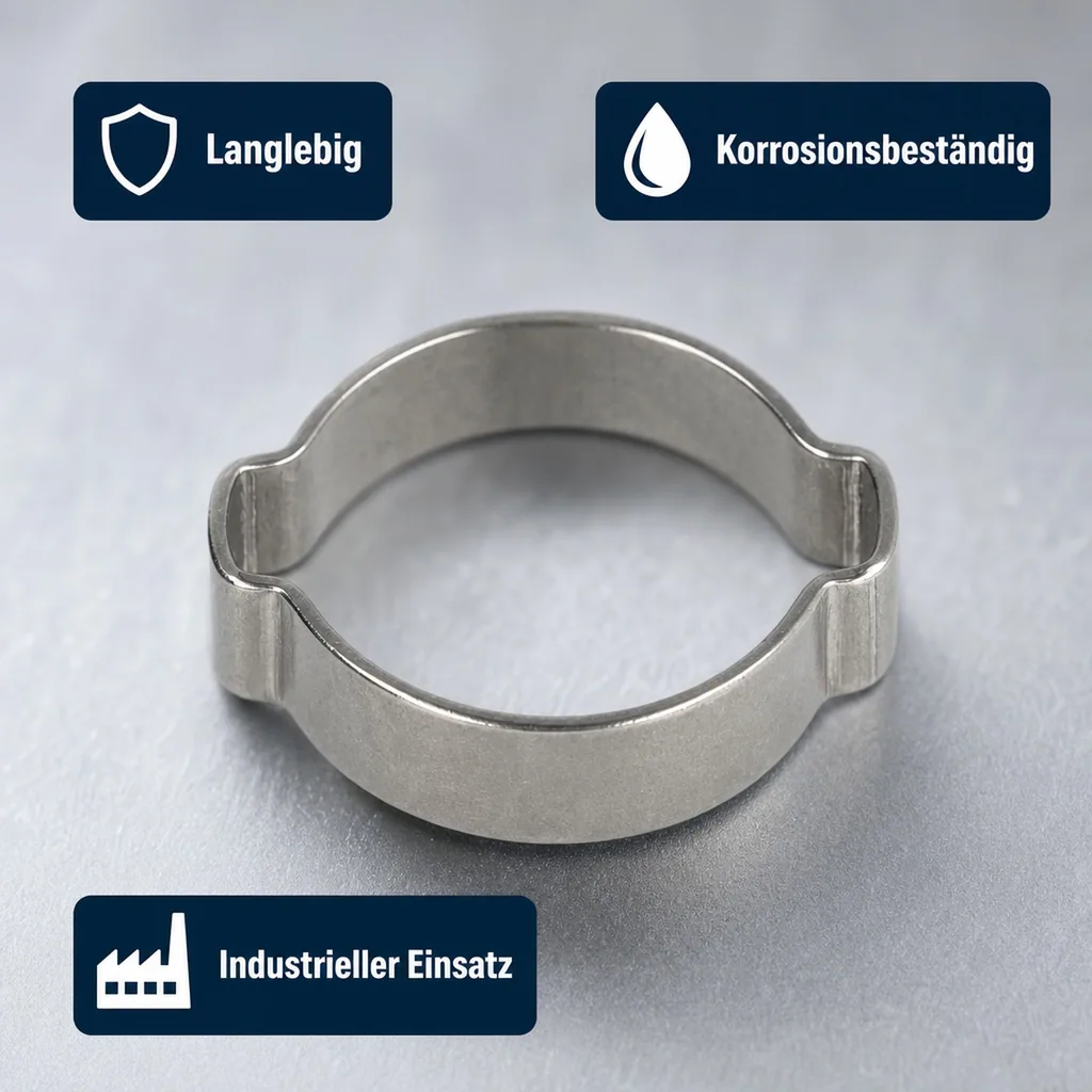 2-Ohr-Schlauchklemme 7 mm, Edelstahl