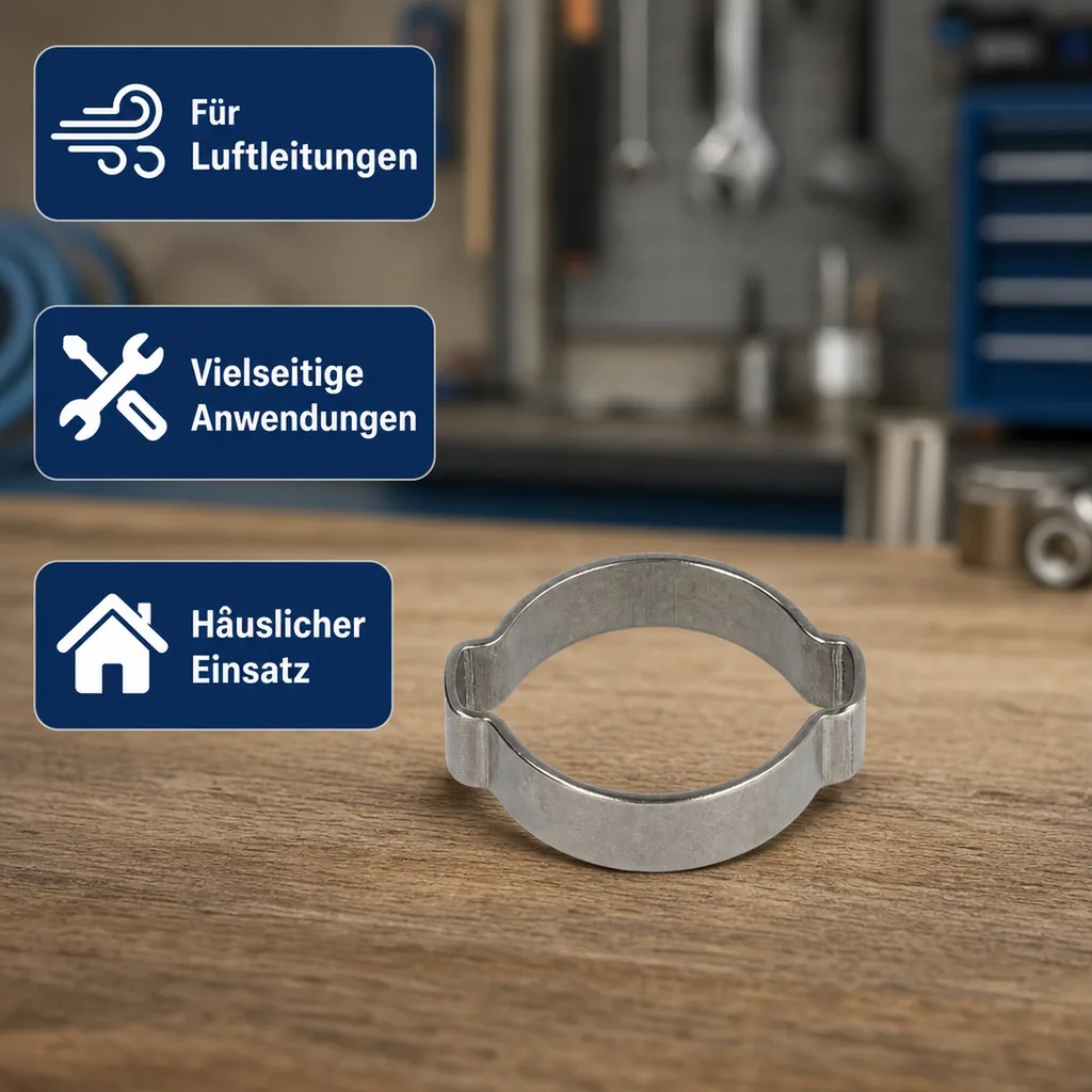 2-Ohr-Schlauchklemme 7 mm, Edelstahl