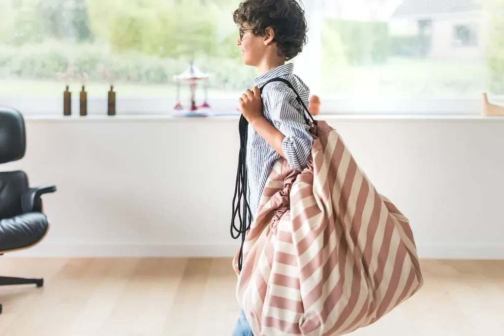 Play&Go Spielzeugsack, Spielzeugkorb, Spielzeug aufbewahrungstasche, Farbe: Streifen Pink Neu