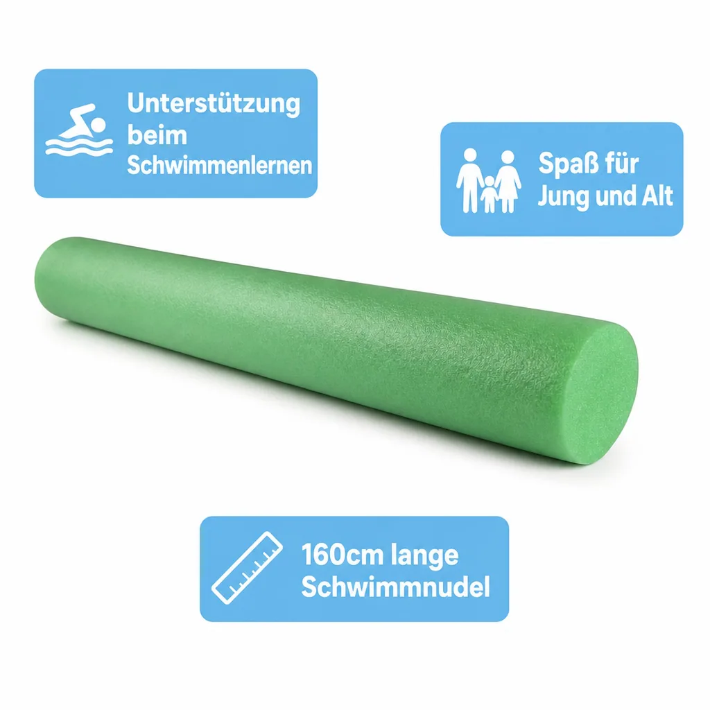 Poolnudel, Schwimmnudel grün, 160cm, Wassergymnastik Nudel
