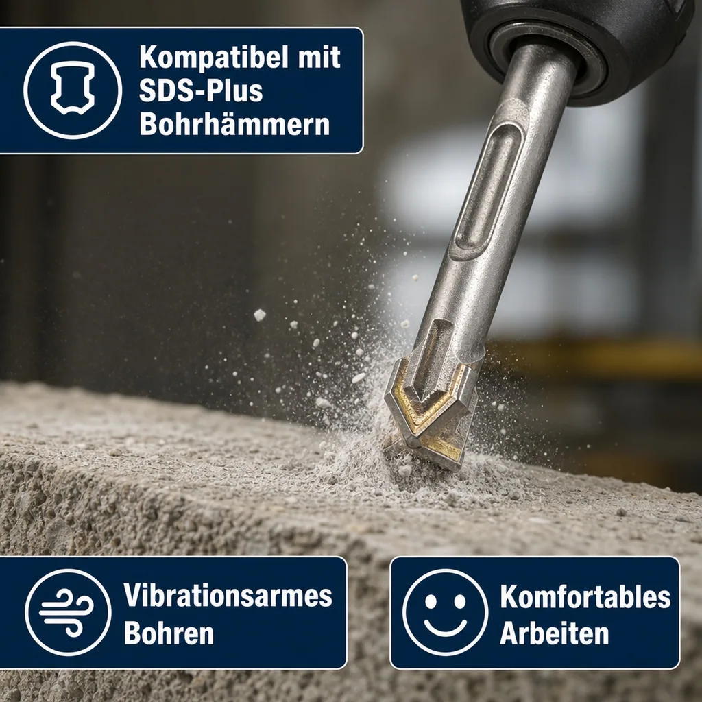 Hammerbohrer SDS Plus 12mm, 4-Schneider, Betonbohrer 450mm