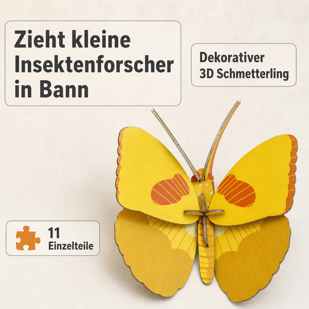 studio ROOF 3D Schmetterling gelb Pappe