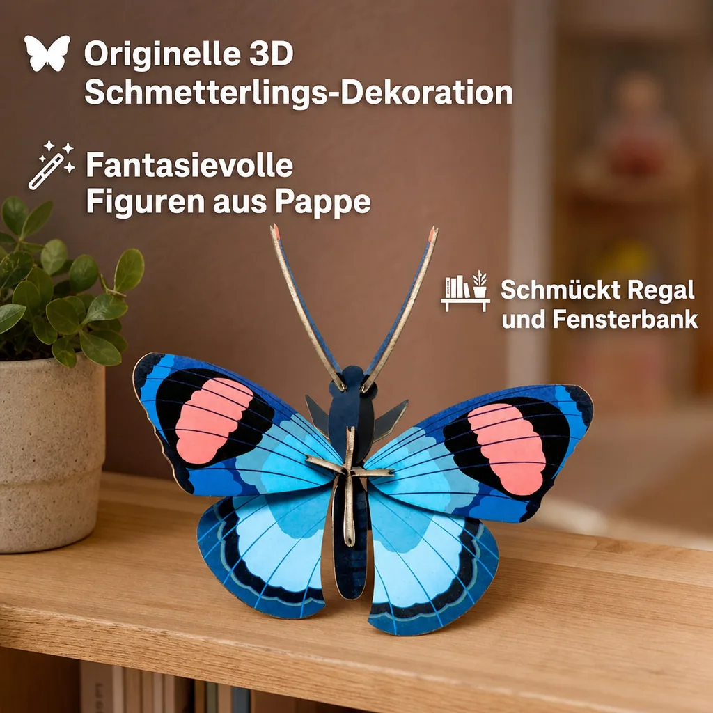 studio ROOF 3D Schmetterling blau Pappe