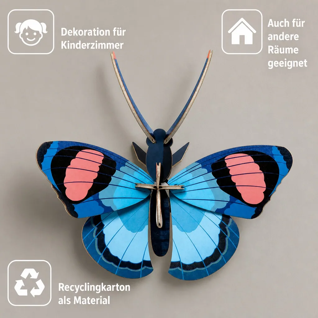 studio ROOF 3D Schmetterling blau Pappe