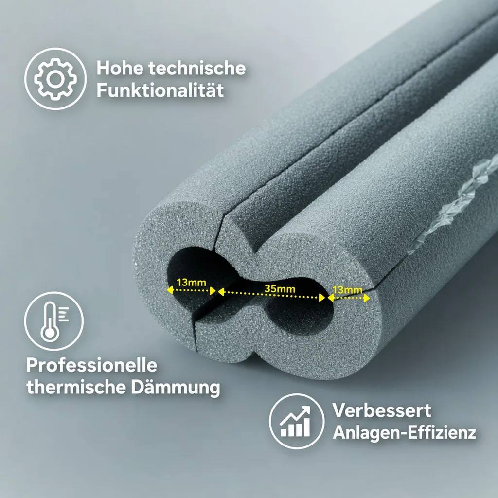 Rohrisolierung, 1m Isolierrohr, Ø 35 mm x 13 mm, Selbstklebend