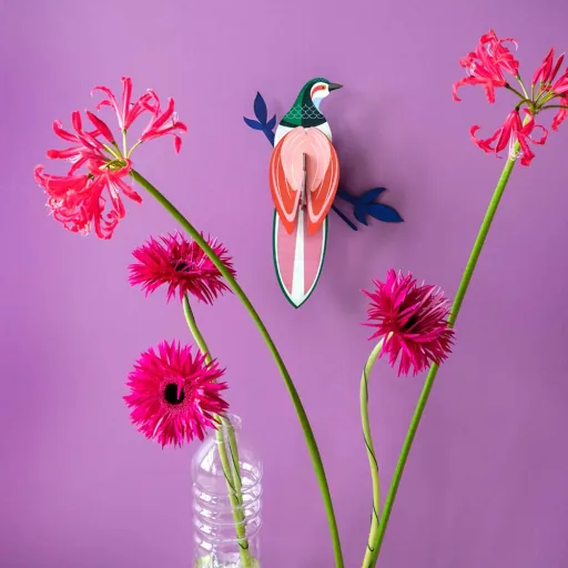 studio ROOF 3D Paradiesvogel rosa rot Pappe