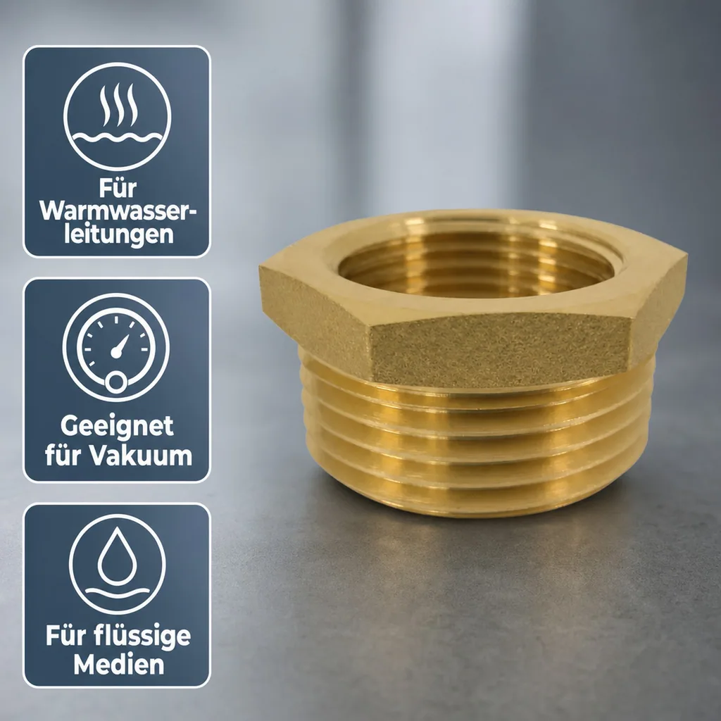Messing Reduzierstück, Gewindefitting, 1" AG x 1/2" IG