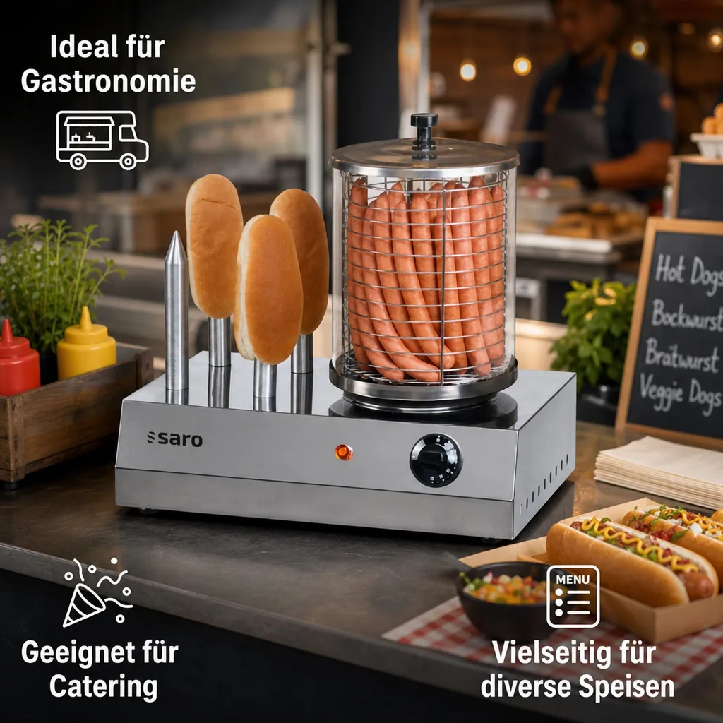 Hot Dog Maker, Bockwurstwärmer, Würstchenwärmer, Hot Dog Steamer - Modell CS-400, Multifunktionaler Edelstahl-Wärmer für perfekte Hot Dogs und mehr