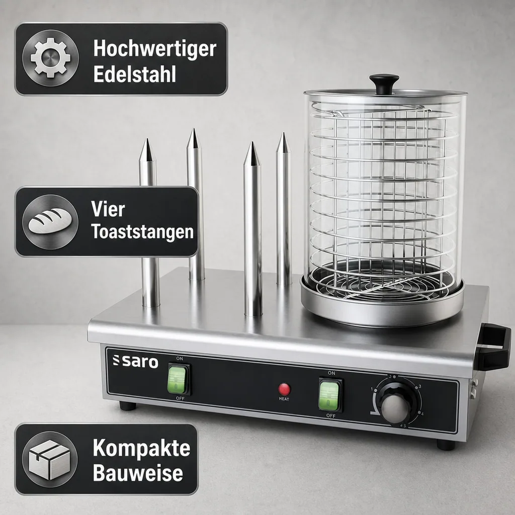 Hot Dog Maker, Bockwurstwärmer, Würstchenwärmer, Hot Dog Steamer - Modell HW 2, Edelstahl