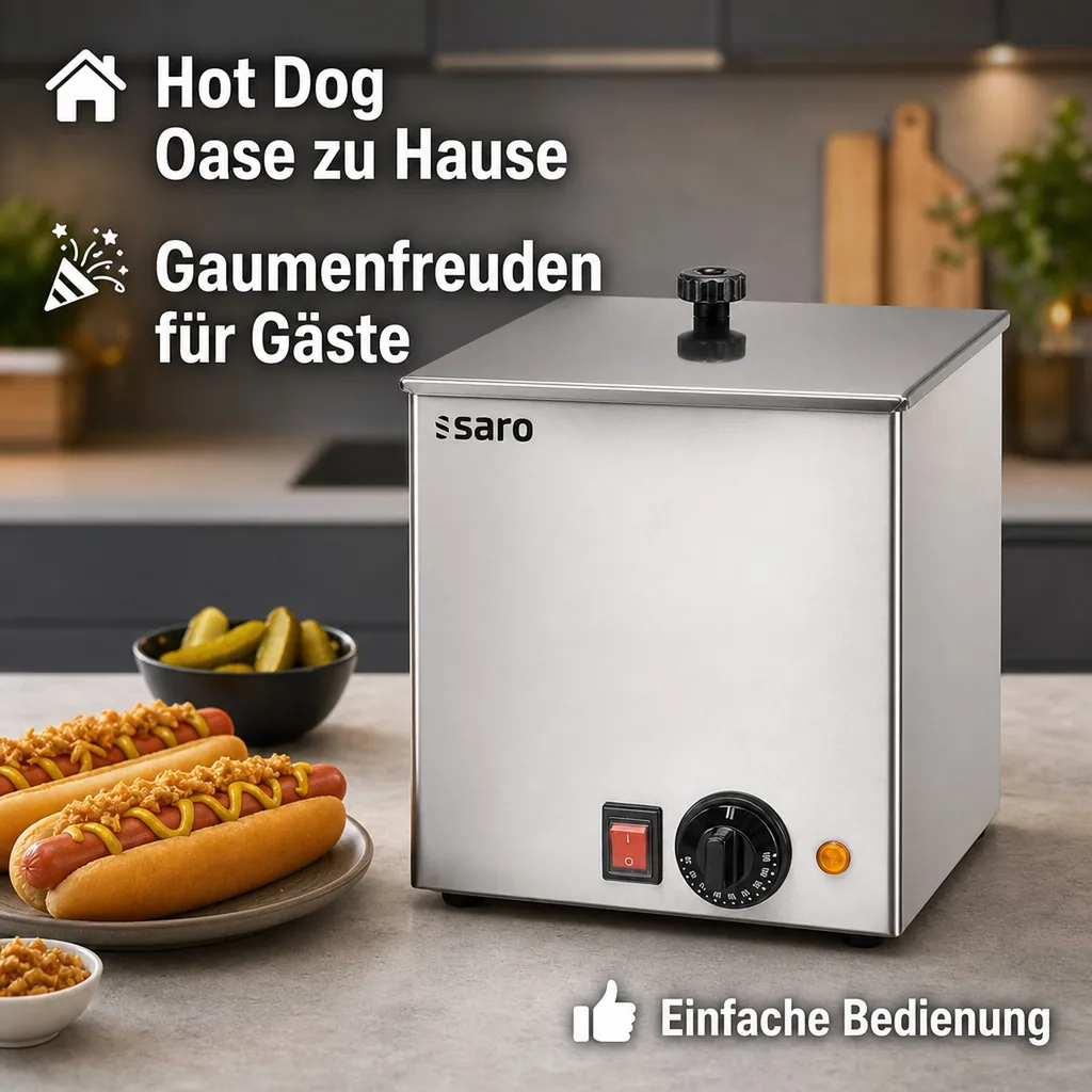 Hot Dog Maker, Bockwurstwärmer, Würstchenwärmer, Hot Dog Steamer - Modell HD 100, Edelstahl