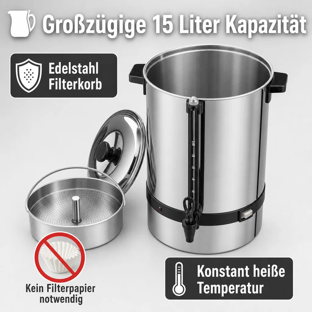 Kaffeemaschine, Filterkaffeemaschine, Rundfilter Kaffeemaschine - SAROMICA 6015