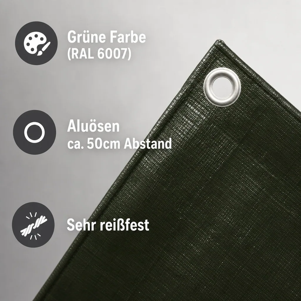 Abdeckplane, 210g/m², 8x10m, grün (80m²), wasserdicht, reissfest, UV-stabil