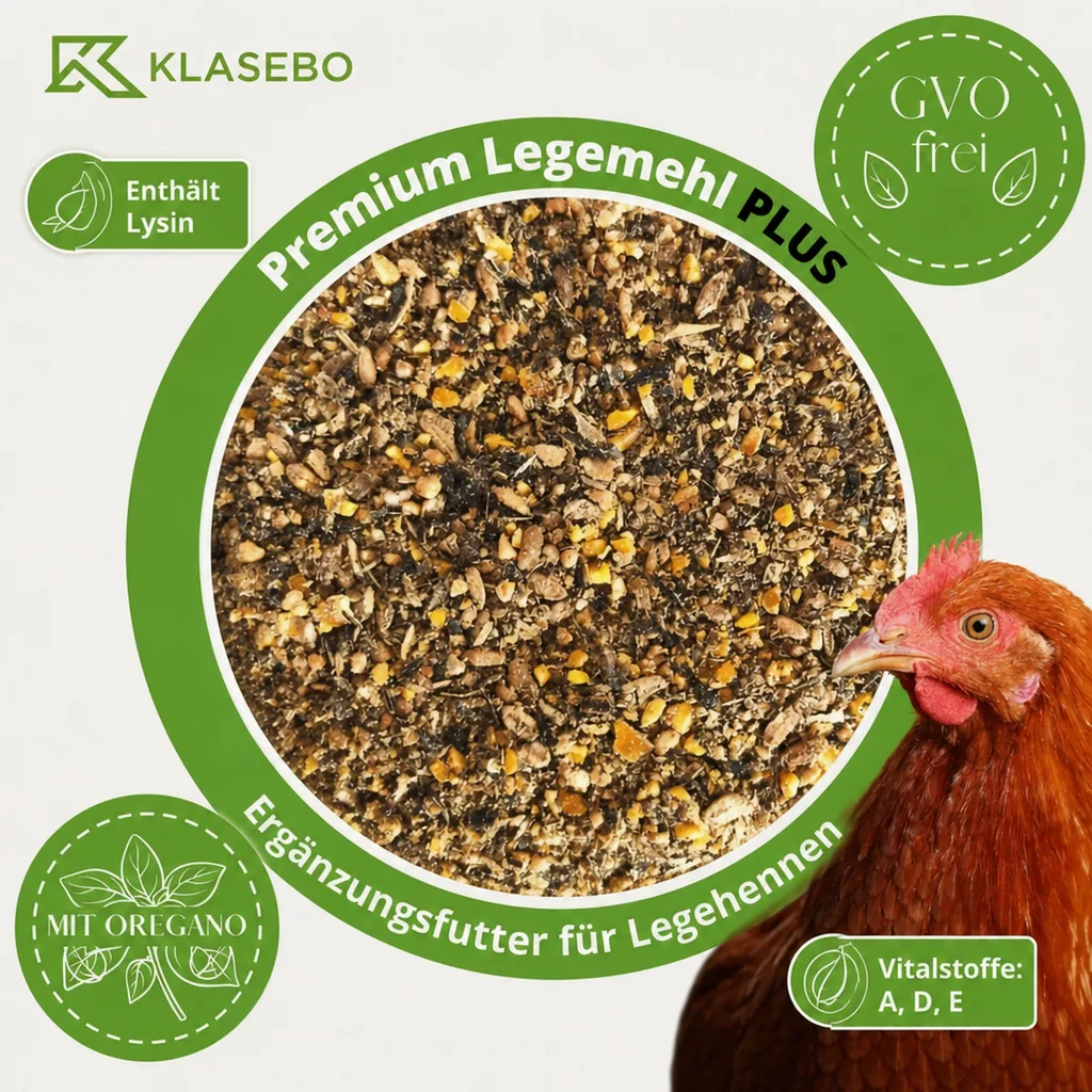 Hühnerfutter 25 kg Premium Legemehl PLUS mit Oregano - Geflügelfutter für Hühner, Gänse, Enten