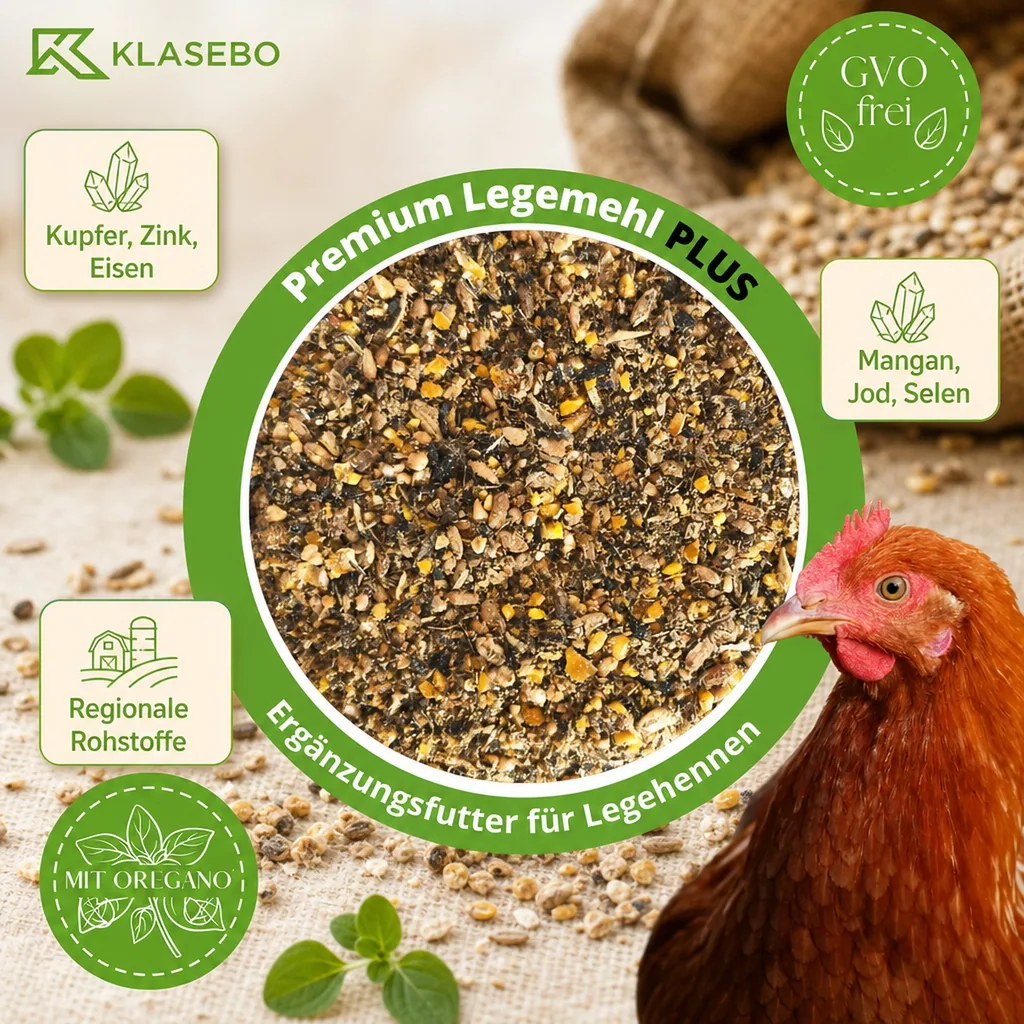 Hühnerfutter 25 kg Premium Legemehl PLUS mit Oregano - Geflügelfutter für Hühner, Gänse, Enten