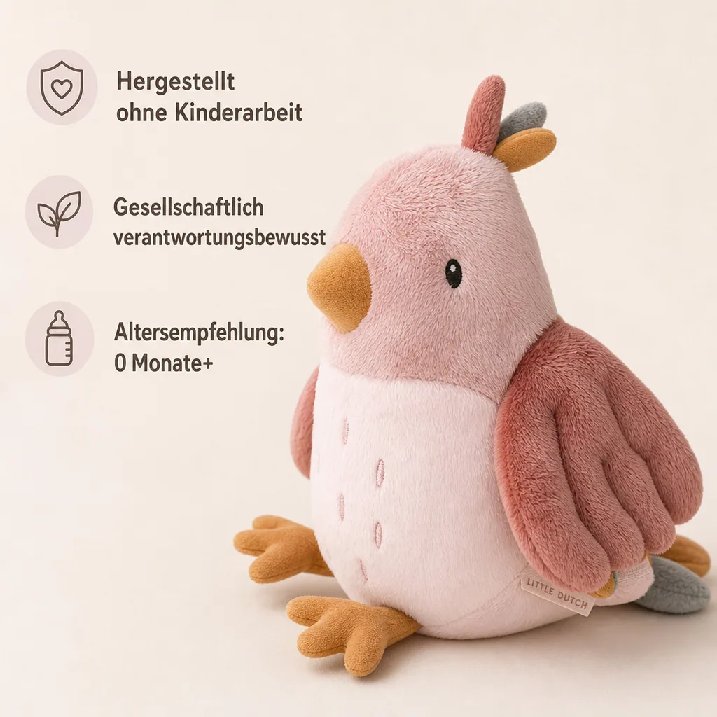 Little Dutch Kuscheltier Vogel Olivia "Flowers & Butterflies" 30 cm