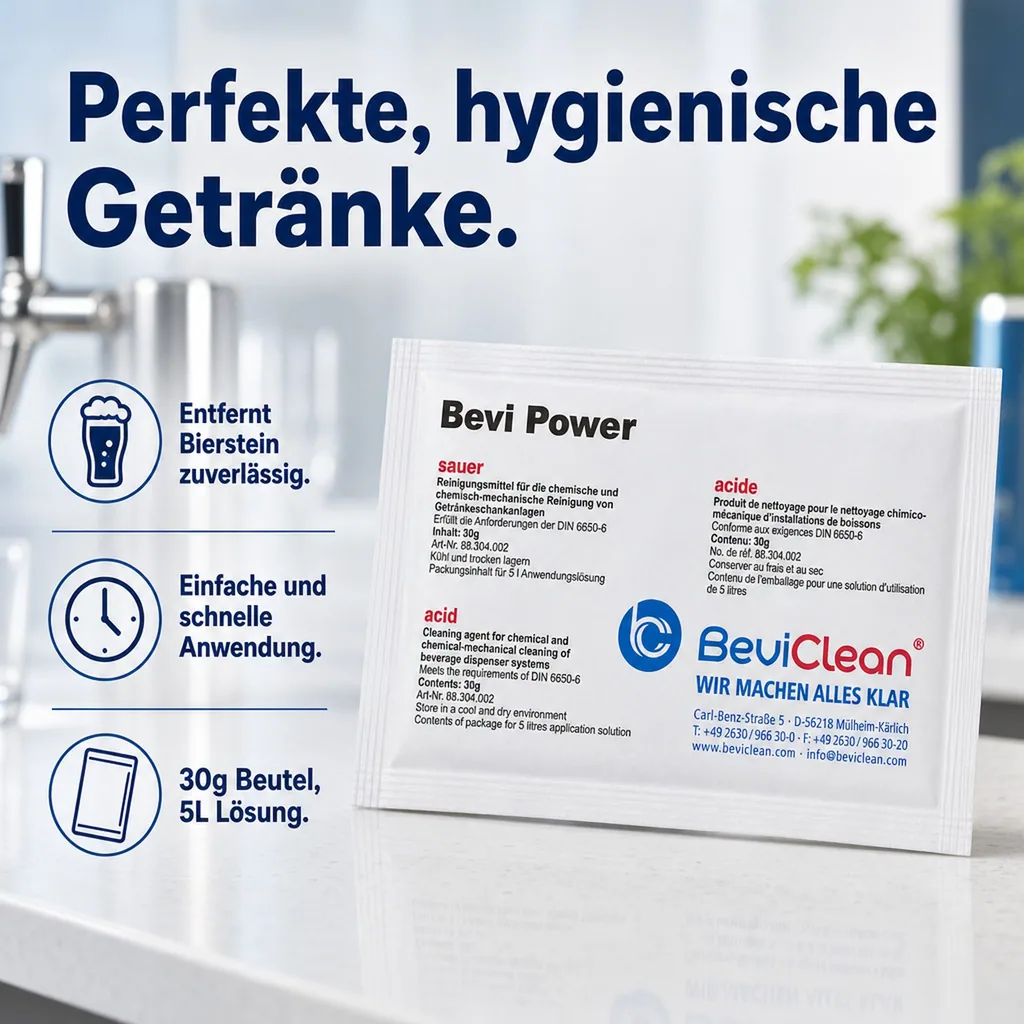 Reinigungspulver für Schankanlagen, Chemischen Leitungsreinigung - BEVI POWER SAUER, 30g