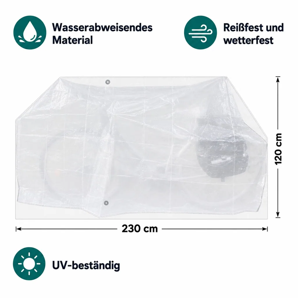 Fahrrad Abdeckung transparent 230x120cm, Fahrrad Schutzhülle, Abdeckplane