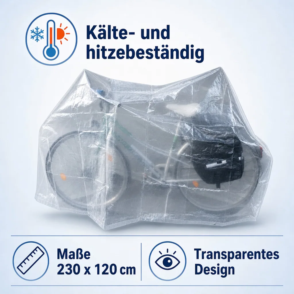 Fahrrad Abdeckung transparent 230x120cm, Fahrrad Schutzhülle, Abdeckplane