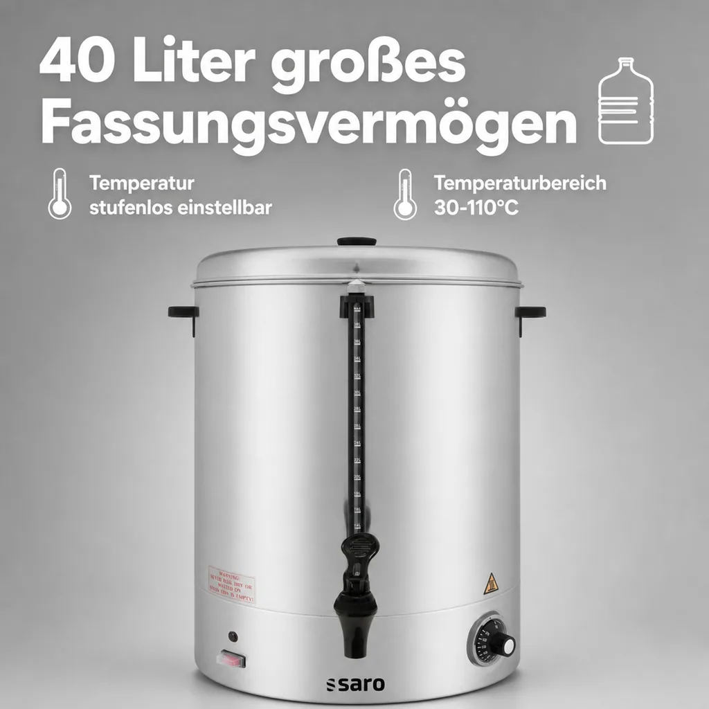 Glühweinkocher, Heißwasserspender, Glühweinwärmer, Glühweinautomat - HOT DRINK MAXI