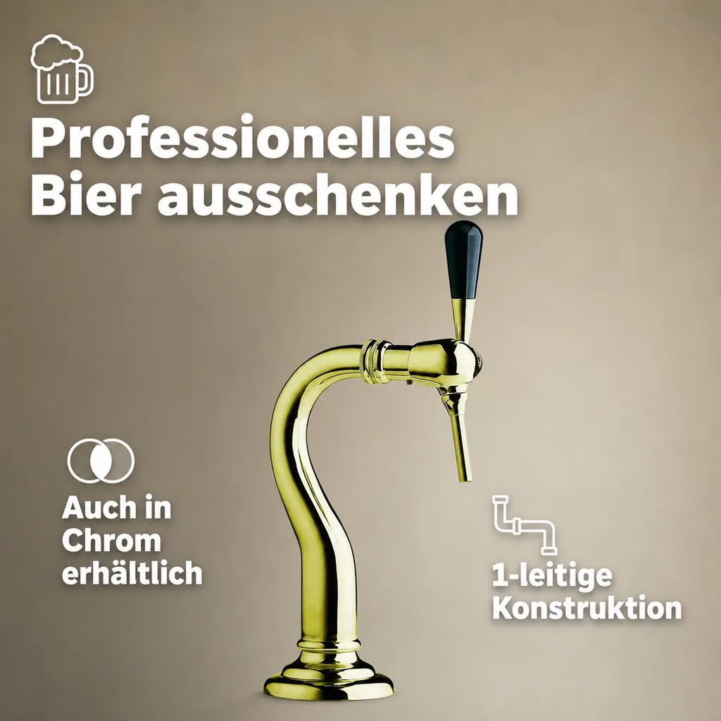 Schanksäule, Bierzapfsäule - Modell Baby-Schwanenhals, 1-leitig, Messing