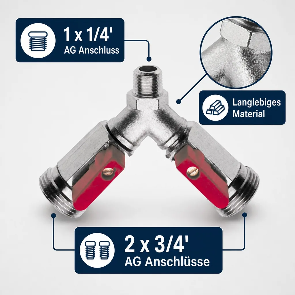 Absperrhahn für Druckminderer 2 - leitig