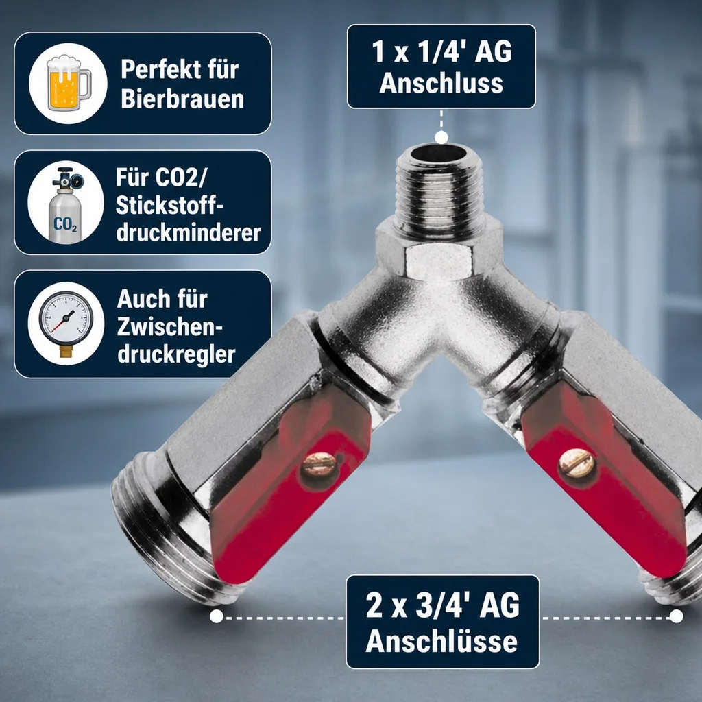 Absperrhahn für Druckminderer 2 - leitig