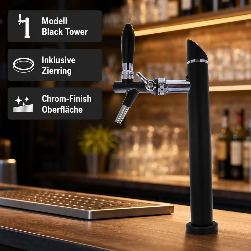 Schanksäule, Bierzapfsäule - Modell Black Tower, CNS, 1-leitig