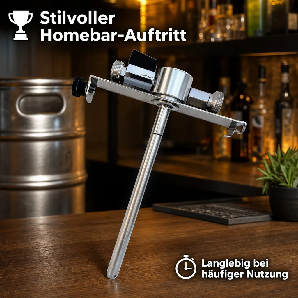 Bierfass-Adapter 5 Liter, hochwertiges Metall mit Bierhahn und Rückschlagventil