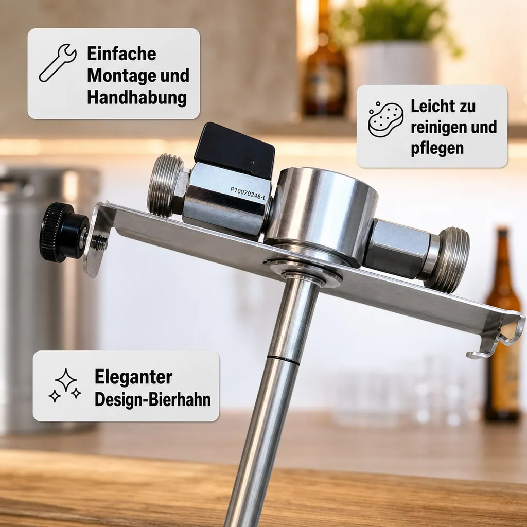 Bierfass-Adapter 5 Liter, hochwertiges Metall mit Bierhahn und Rückschlagventil