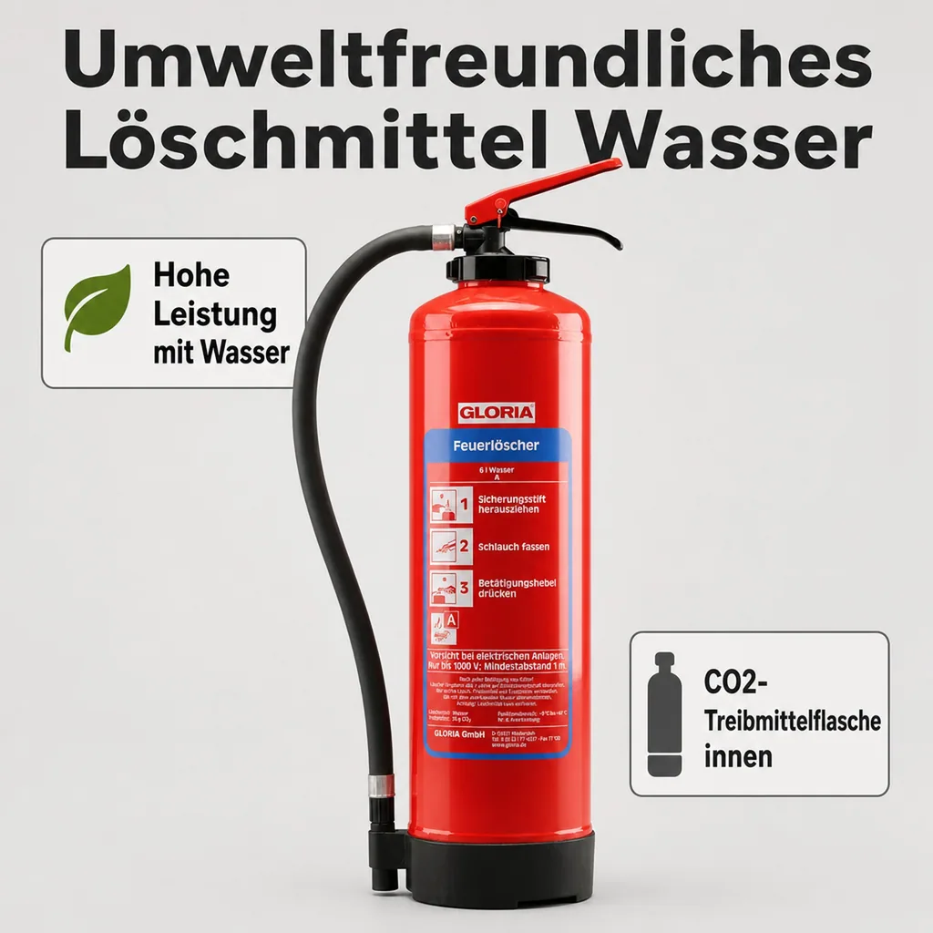 Feuerlöscher, Wasserlöscher W6EASY - Der kompakte und umweltfreundliche Feuerlöscher für die Brandklasse A