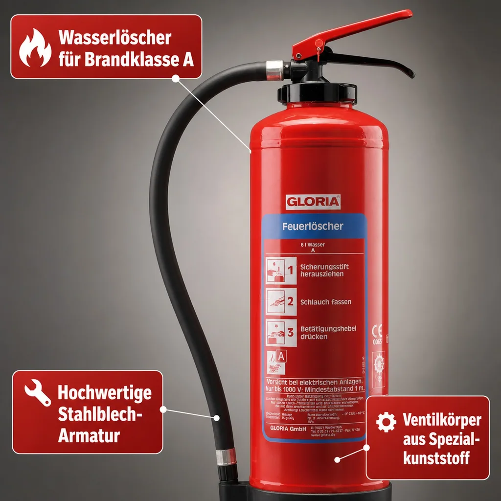 Feuerlöscher, Wasserlöscher W6EASY - Der kompakte und umweltfreundliche Feuerlöscher für die Brandklasse A
