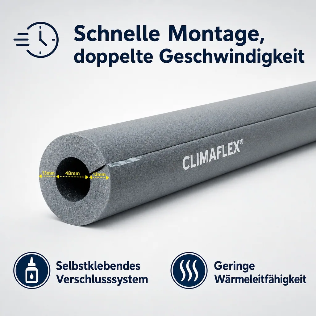 CLIMAFLEX® hf easy 2m Isolierschlauch Ø 48 mm x 13 mm Dämmung selbstklebend