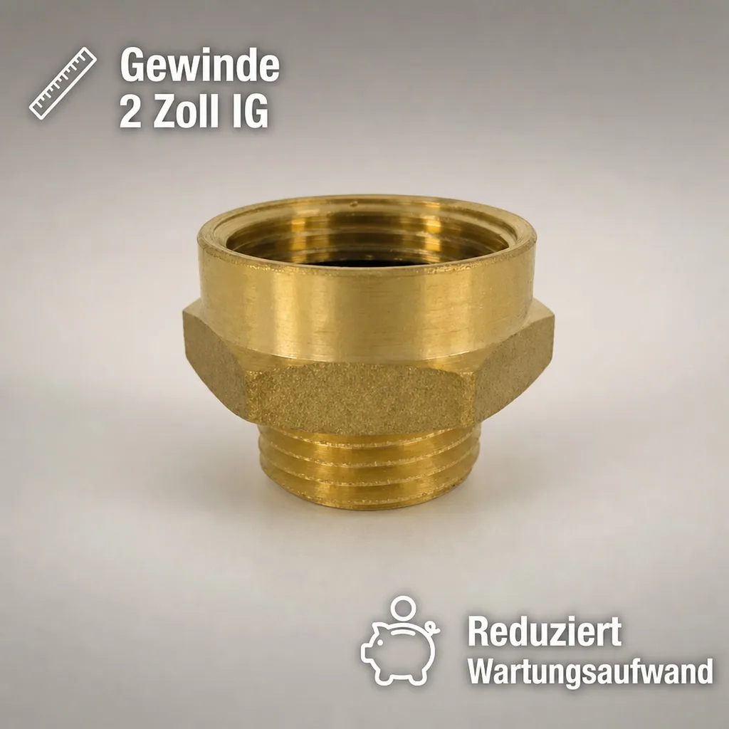 Messing Fitting, Gewindefitting Messing, Doppelnippel 1 1/2" AG x 2" IG