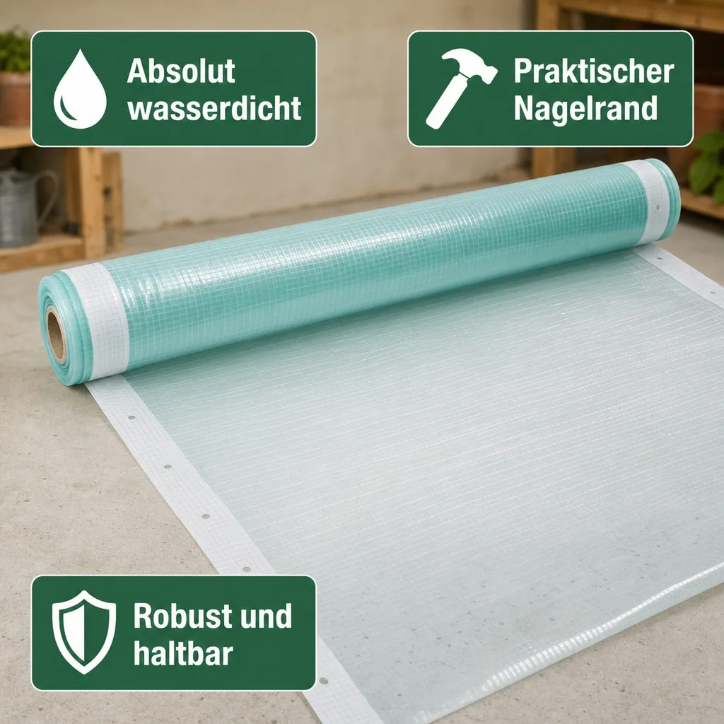 Gitterfolie, Gewächshausfolie, transparent, UV-stabil, wasserdicht