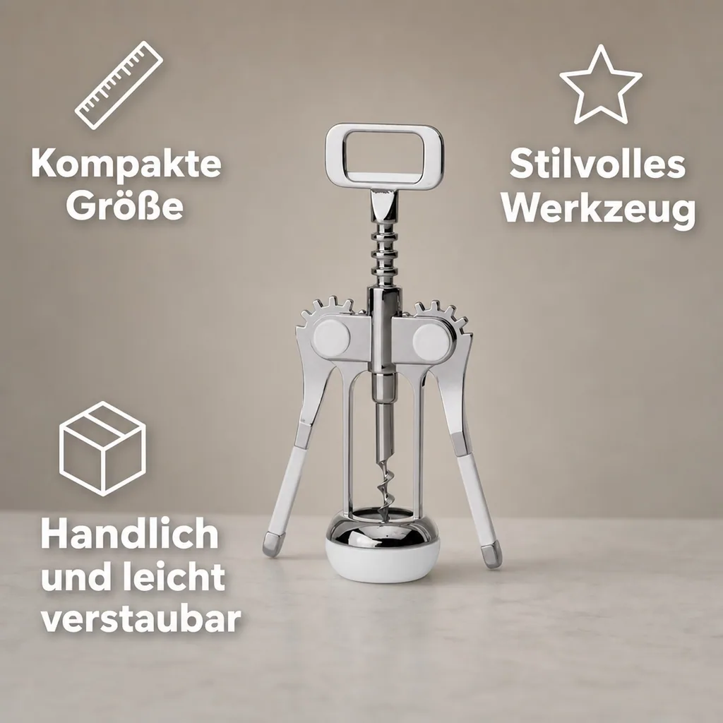Korkenzieher, Weinöffner - Estrella, mit flügeln und flaschenöffner, 19 cm