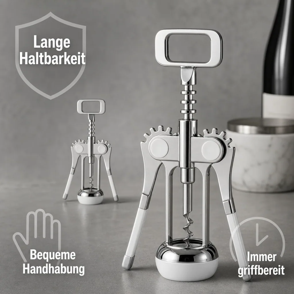 Korkenzieher, Weinöffner - Estrella, mit flügeln und flaschenöffner, 19 cm