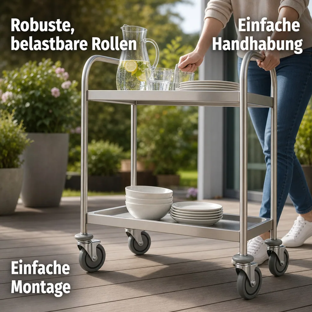 Servierwagen mit 2 Borden, 70,5x41x84 cm, Edelstahl