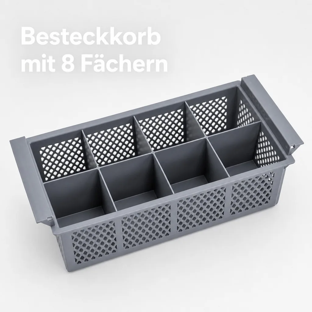Besteckkorb, Spülmaschinenkorb mit 8 Fächern - 42,5 x 20,5 x 15 cm