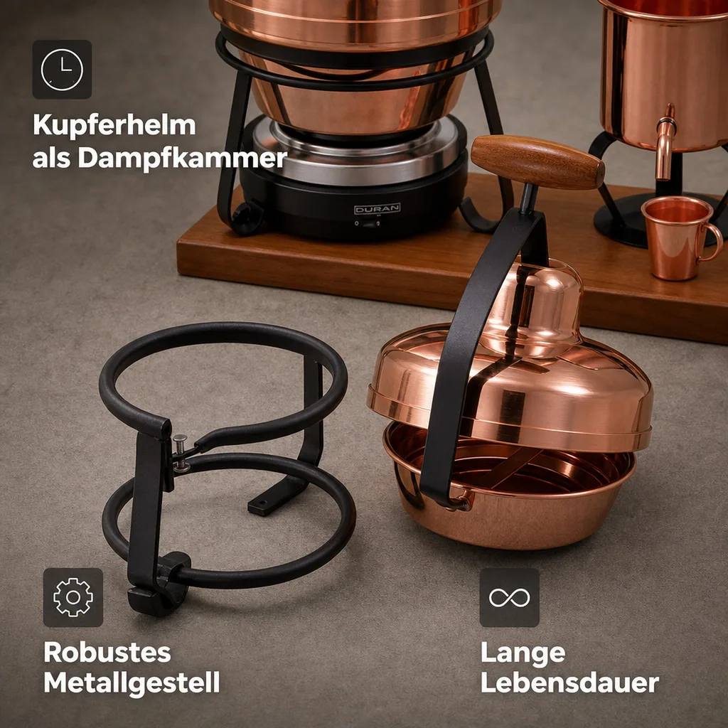 Destille, Destilliergerät, Destillationsapparatur - Premium, mit Elektrischer Kochplatte, 1,25L