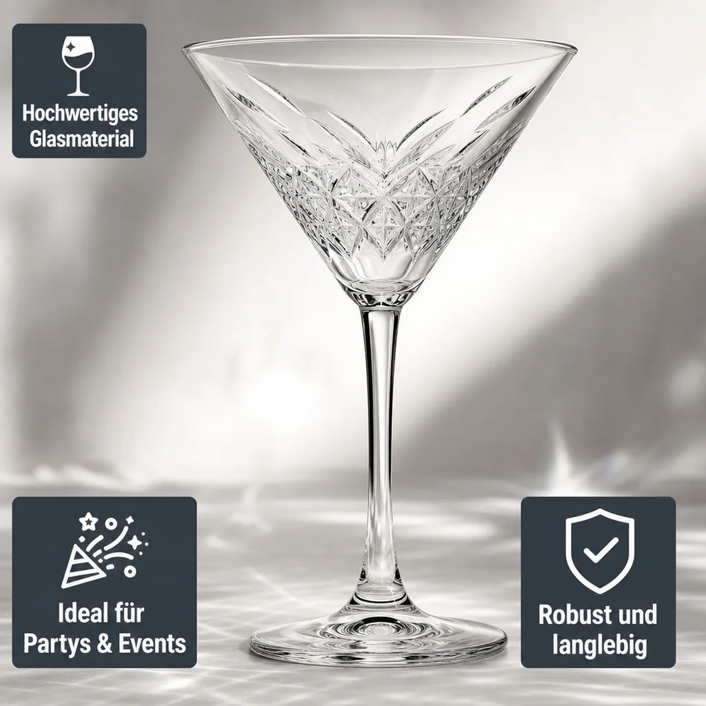 Cocktailgläser, Trinkgläser - 12er-Set, Timeless, 230 ml - Robust & Elegant | Ideal für Partys & Events
