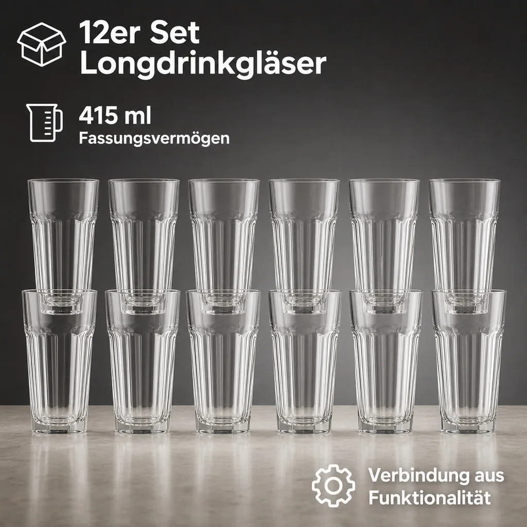 Longdrinkgläser, Trinkgläser 12er-Set - Casablanca, 415 ml