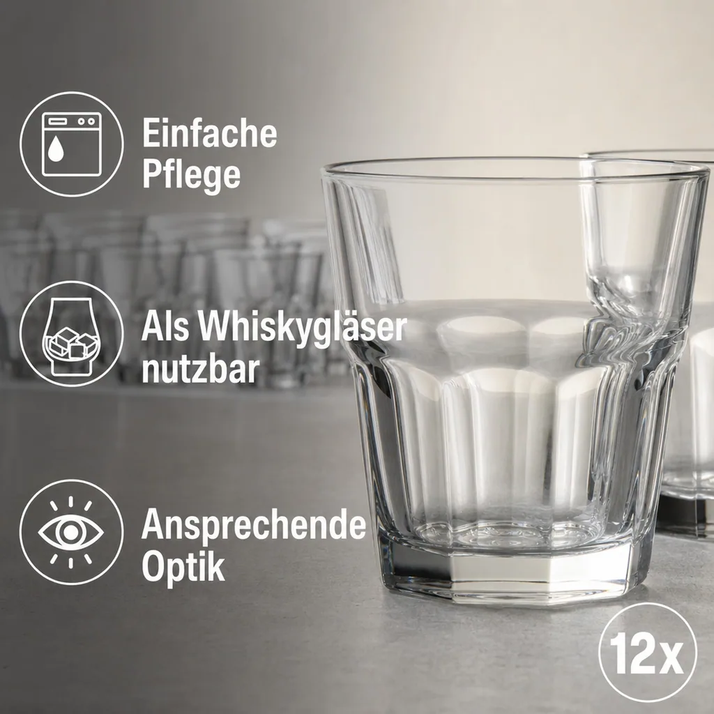 Cocktailgläser, Whiskygläser 12er-Set - Casablanca, 355 ml