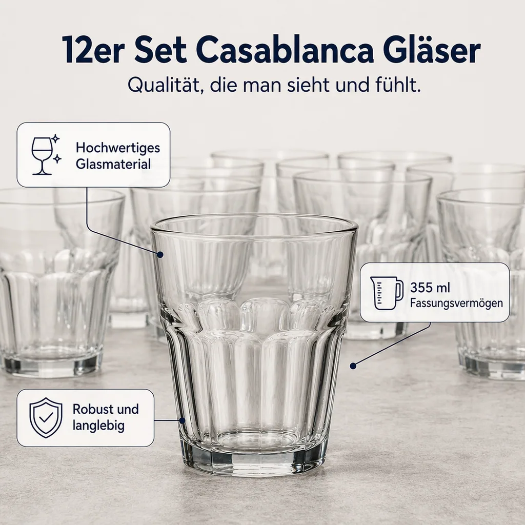 Cocktailgläser, Whiskygläser 12er-Set - Casablanca, 355 ml