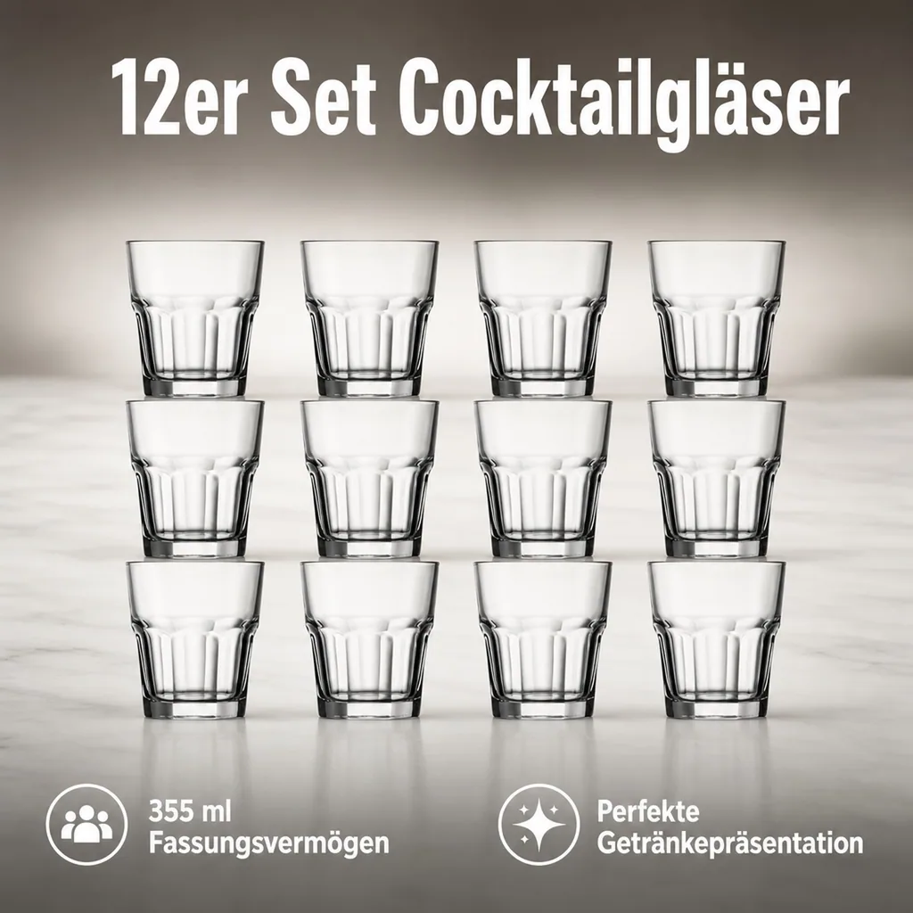 Cocktailgläser, Whiskygläser 12er-Set - Casablanca, 355 ml