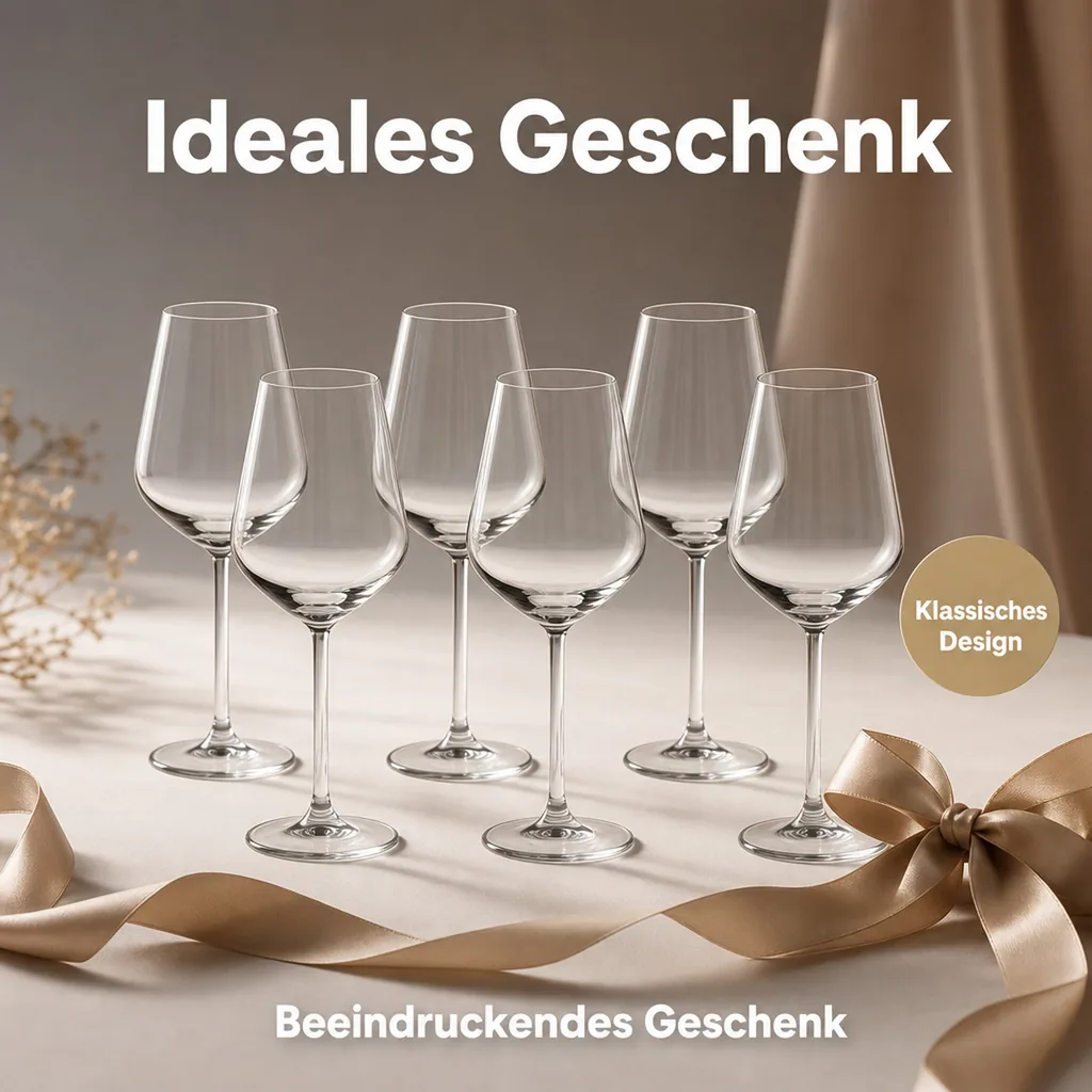Weingläser Set (6 Stück, 350ml) - Serie Allegra - Klassisch & Elegant