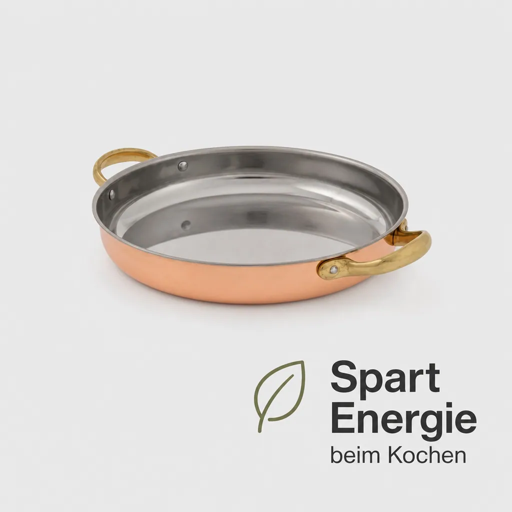 Bratpfanne, Kupferpfanne mit Griffen - aus Kupfer und Messing, 20cm